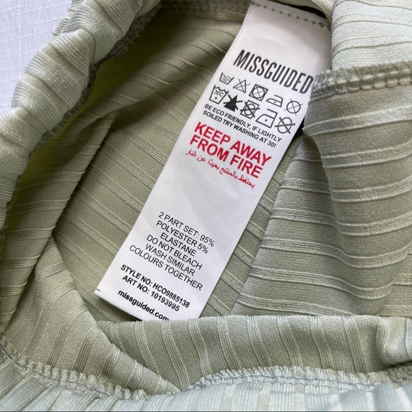 MISSGUIDED ribbed T-Shirt +cycle shorts set sage 4 - Picture 4 of 13